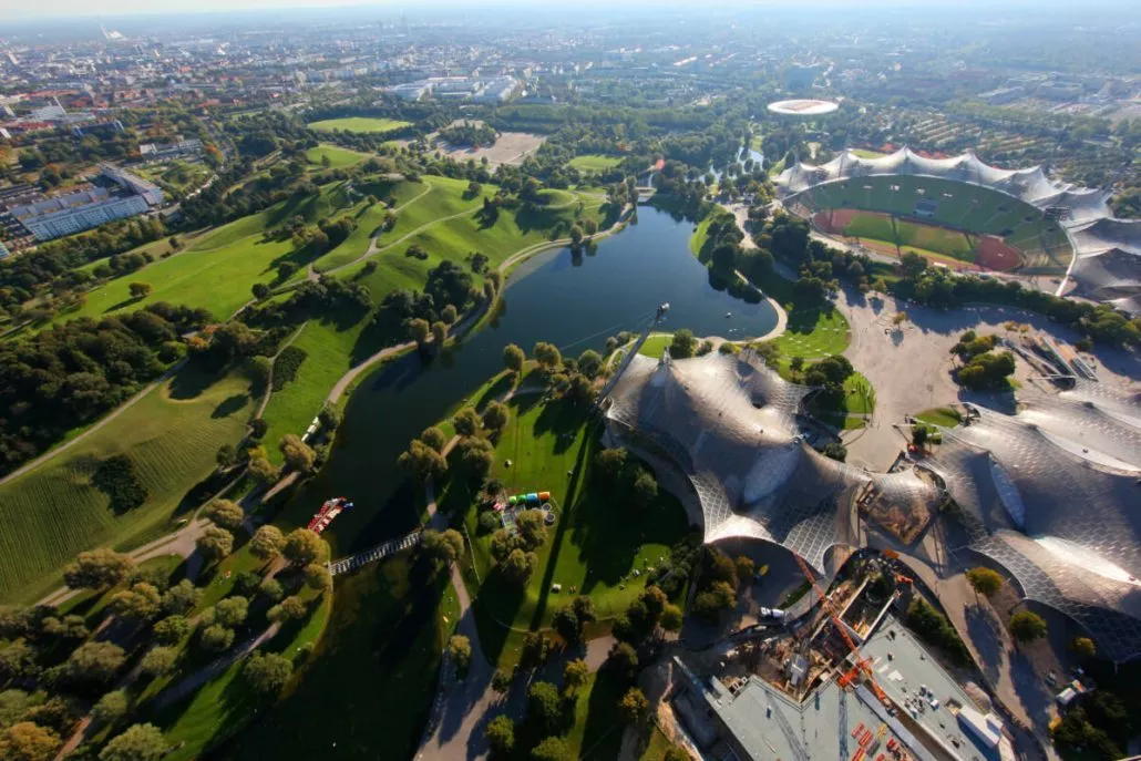 Olympic Stadion, Olympic Hall and Olympic Park from above