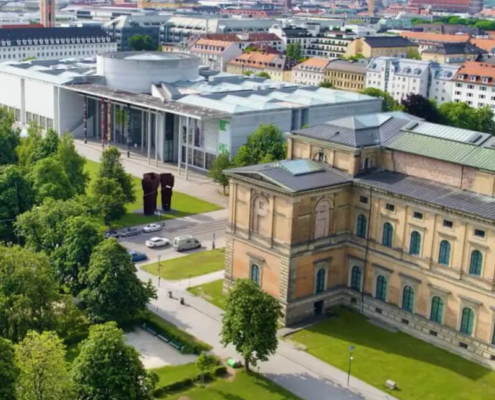 Luftaufnahme des Kunstareals in der Nähe unseres Hotels in der Innenstadt Münchens